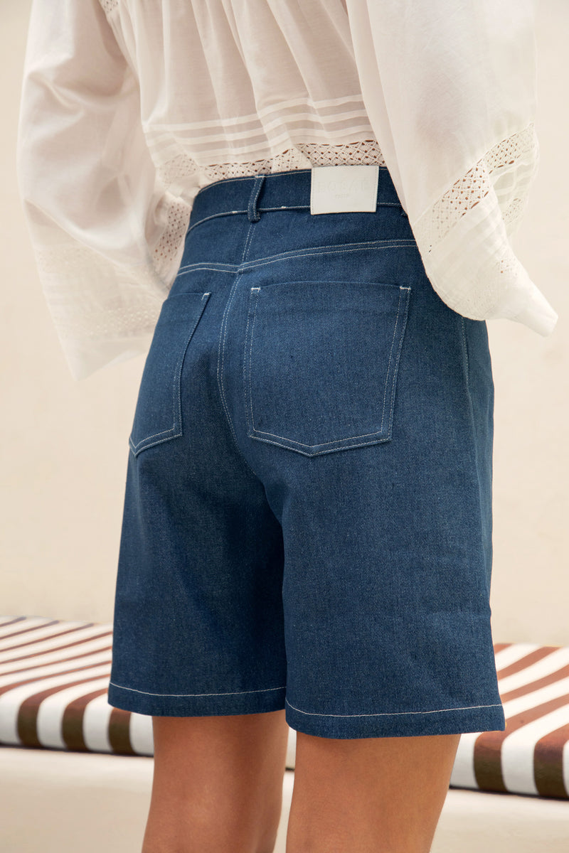 Short Le Uberto - Denim Bleu Fonce - Femme
