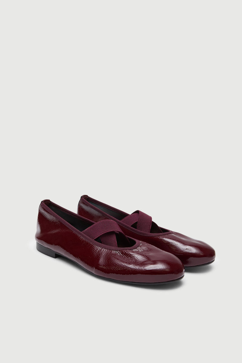 Ballerines Bettina - Cuir Verni Bordeaux