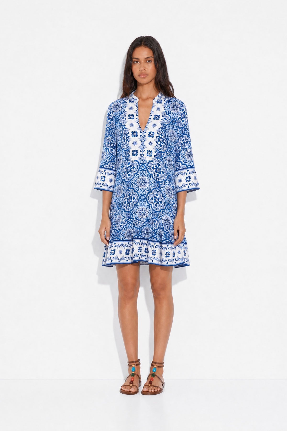Bianca Dress - Blue Tile