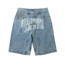Billionaire Boys Club - Shorts vaqueros con logo en forma de arco desteñido en azul con lavado claro