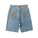 Billionaire Boys Club - Shorts vaqueros con logo en forma de arco desteñido en azul con lavado claro
