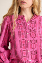 Blouse à manches larges motifs en découpes croisière azure