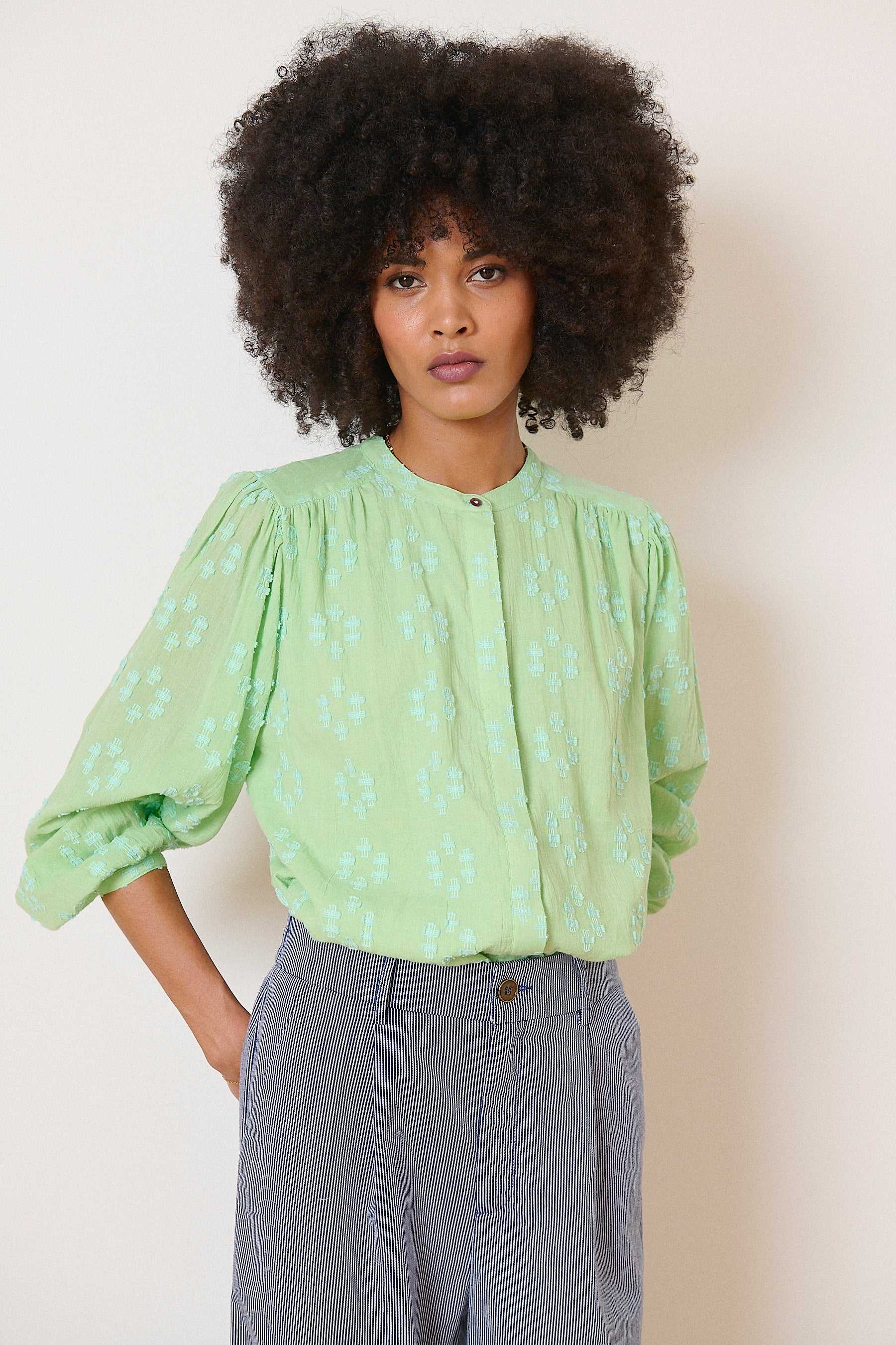 Haut à encolure ronde pour femme en coton collection printemps été