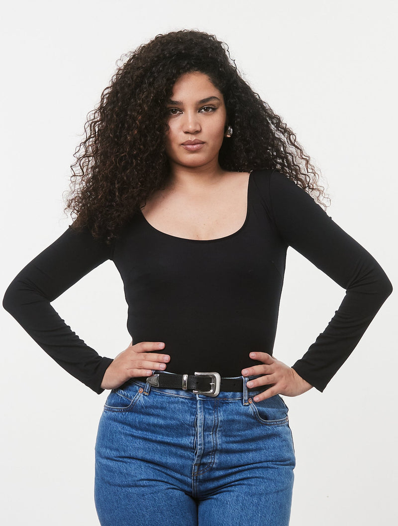 The Iconic Power Stretch Bodysuit Black Black Coffee