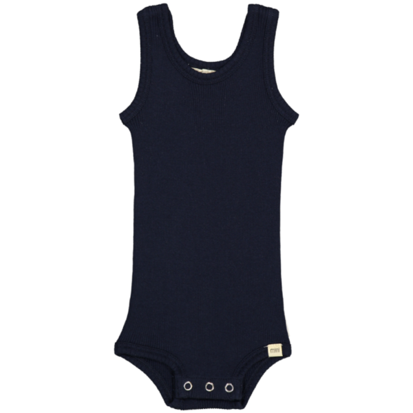 Body Bornholm sin mangas de seda y algodón sin costuras Azul oscuro - Selección Minimalisma encontrada en amaetc.com, concept store ecológico para niños 