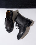 Botines Derby Con Cordones - Negro - Mujer