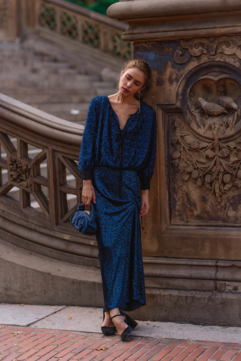 Jupe Biais Sequins Marine