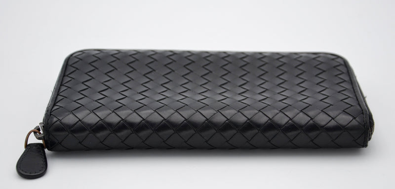 Portefeuille Bottega Veneta Long En Cuir Noir Intrecciato
