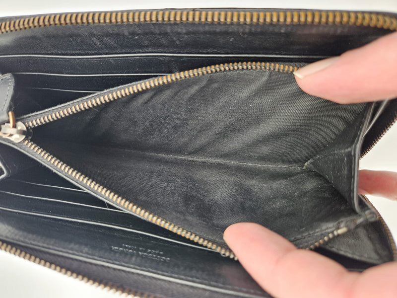 Portefeuille Bottega Veneta Long En Cuir Noir Intrecciato