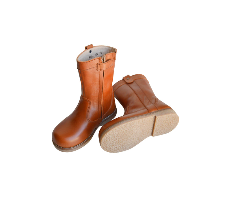 Bottines Mi-Hautes Resistantes Romy - Cuir Camel - Fille