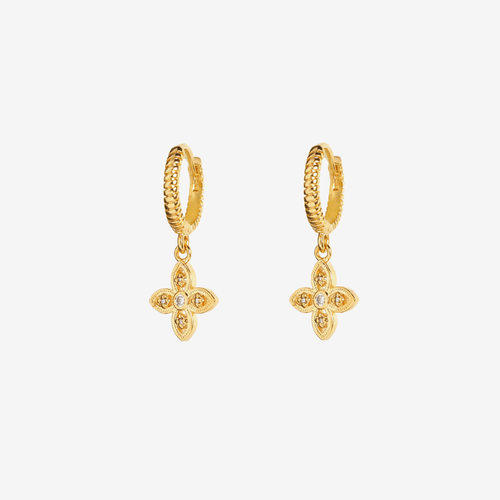 Boucle d'oreille doré créole fleur