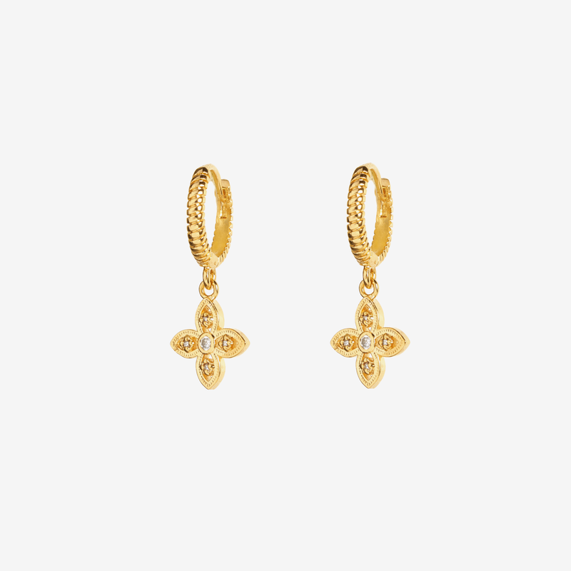 Boucle d'oreille doré créole fleur