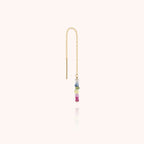 Boucle d'Oreille Chaîne Individuelle - saphir rainbow — fabriqué à la main à Paris