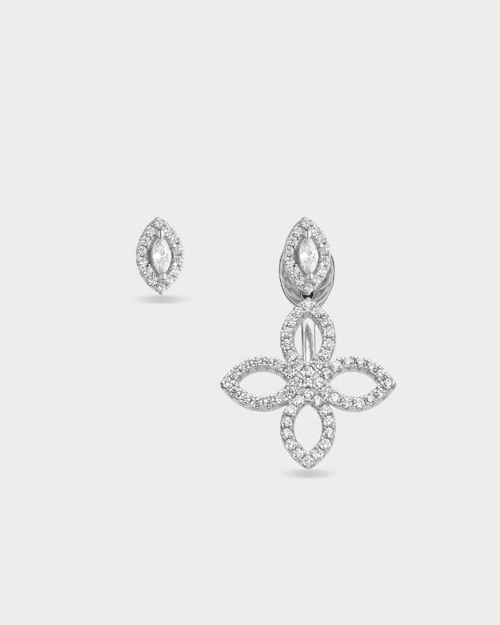 Boucles D’Oreilles Asymétriques Fleur Éternelle - Blanc