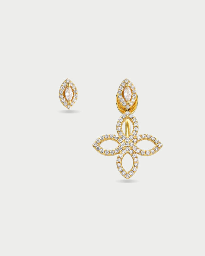 Boucles D’Oreilles Asymétriques Fleur Éternelle - Doré