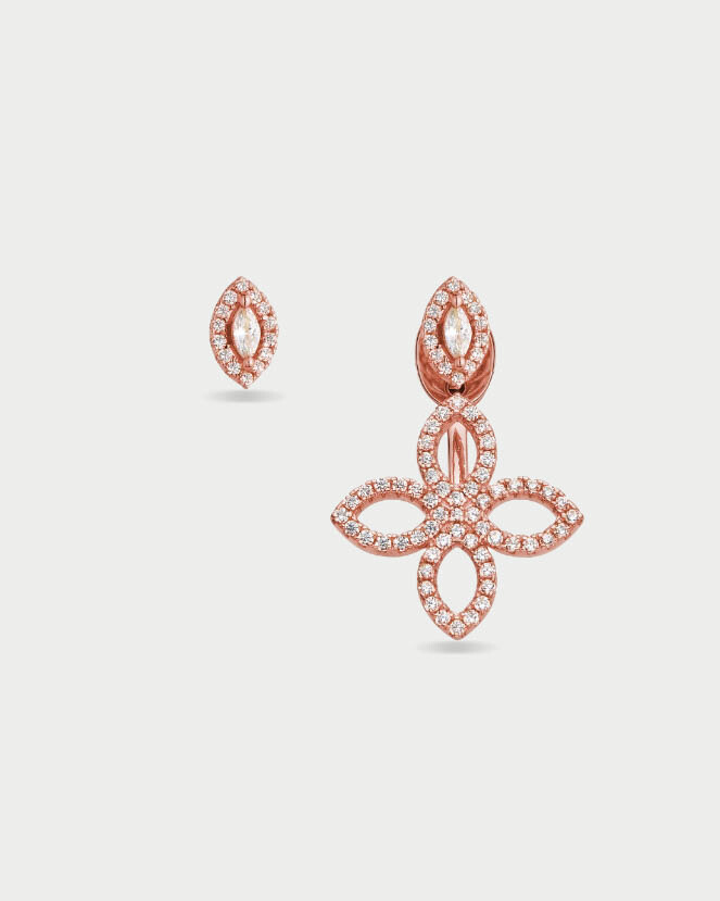 Boucles D’Oreilles Asymétriques Fleur Éternelle - Rose