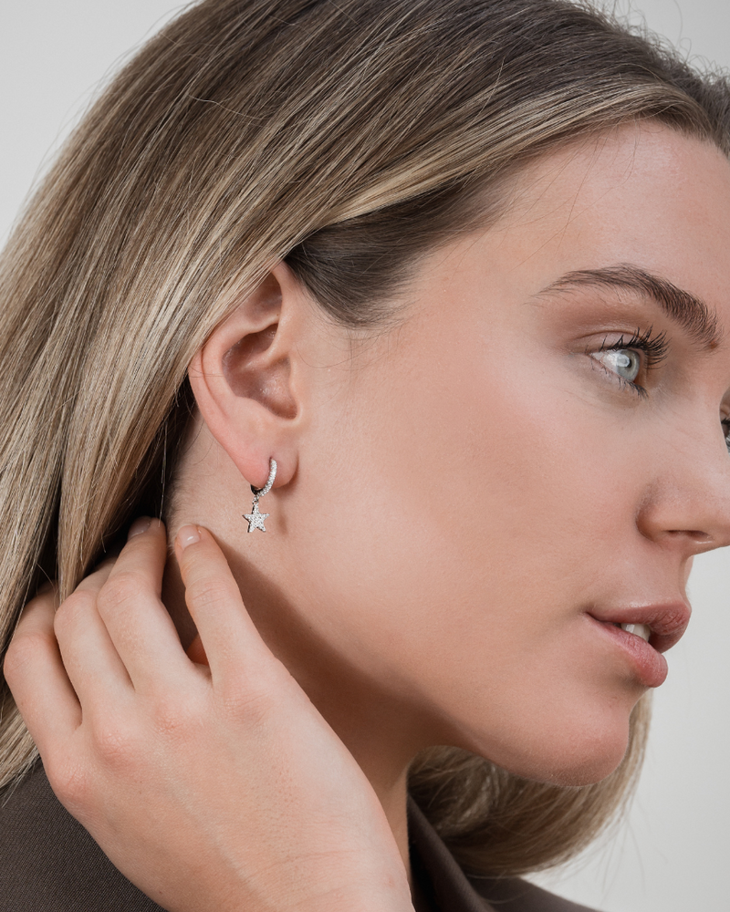 Boucles D'Oreilles Dormeuses Céleste - Blanc
