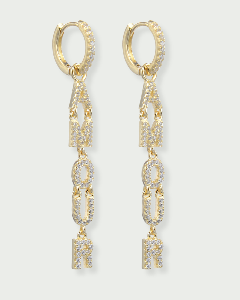 Boucles Pendantes Amour - Doré