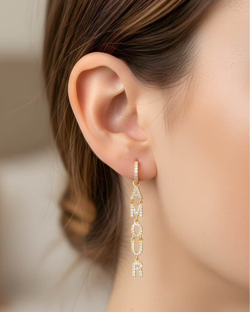 Boucles Pendantes Amour - Doré