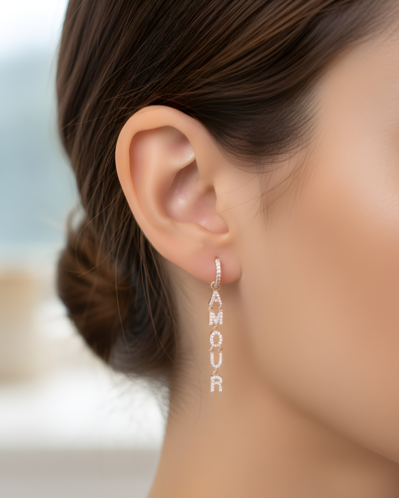 Boucles Pendantes Amour - Rose