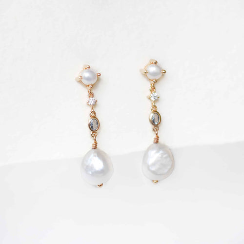 Boucles D'Oreilles Pendantes Perles Précieuses