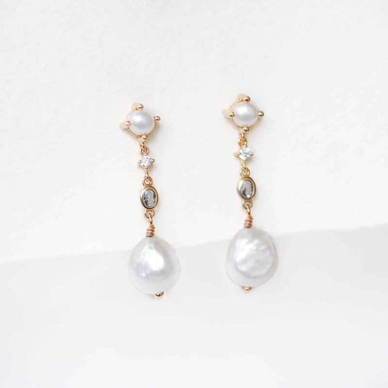 Boucles D'Oreilles Pendantes Perles Précieuses