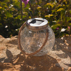 Juego de 2 bolas solares de vidrio agrietado para colocar con mango de cuerda micro LED CRACK BALL CORD blanco cálido Al.13cm - REDDECO.com