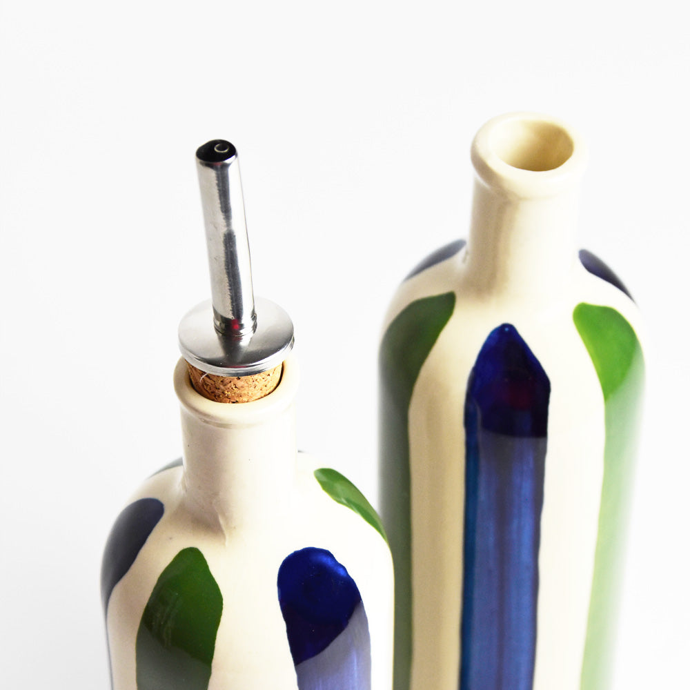 Oil Bottle - Blue & Green Linhas