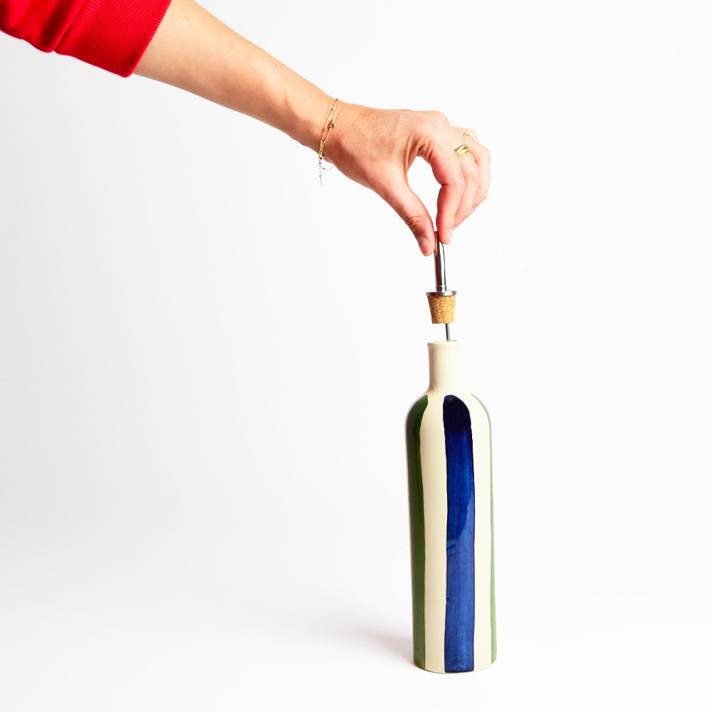 Oil Bottle - Blue & Green Linhas