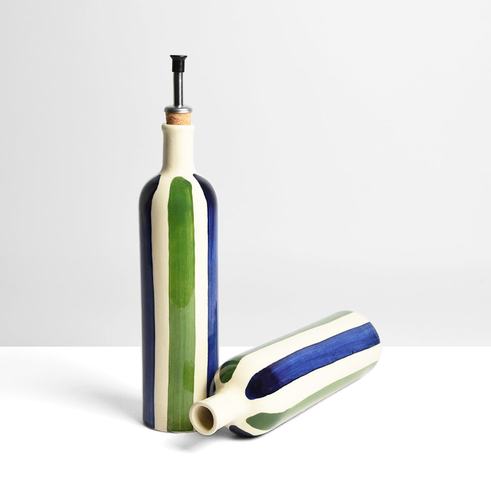 Oil Bottle - Blue & Green Linhas