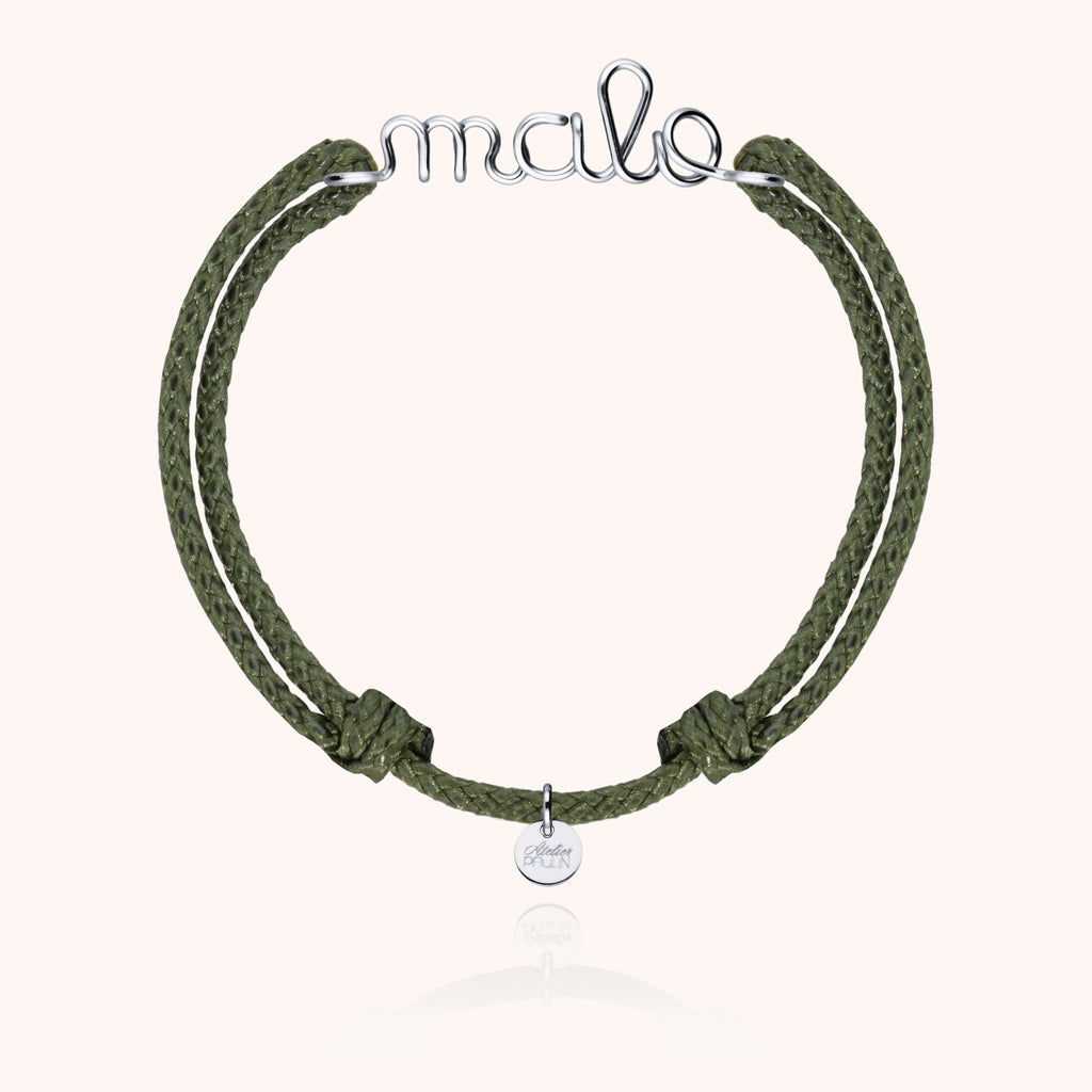 Bracelet Cordon Ciré Personnalisé Homme porté au poignet — argent sterling 925 livraison express sécurisée