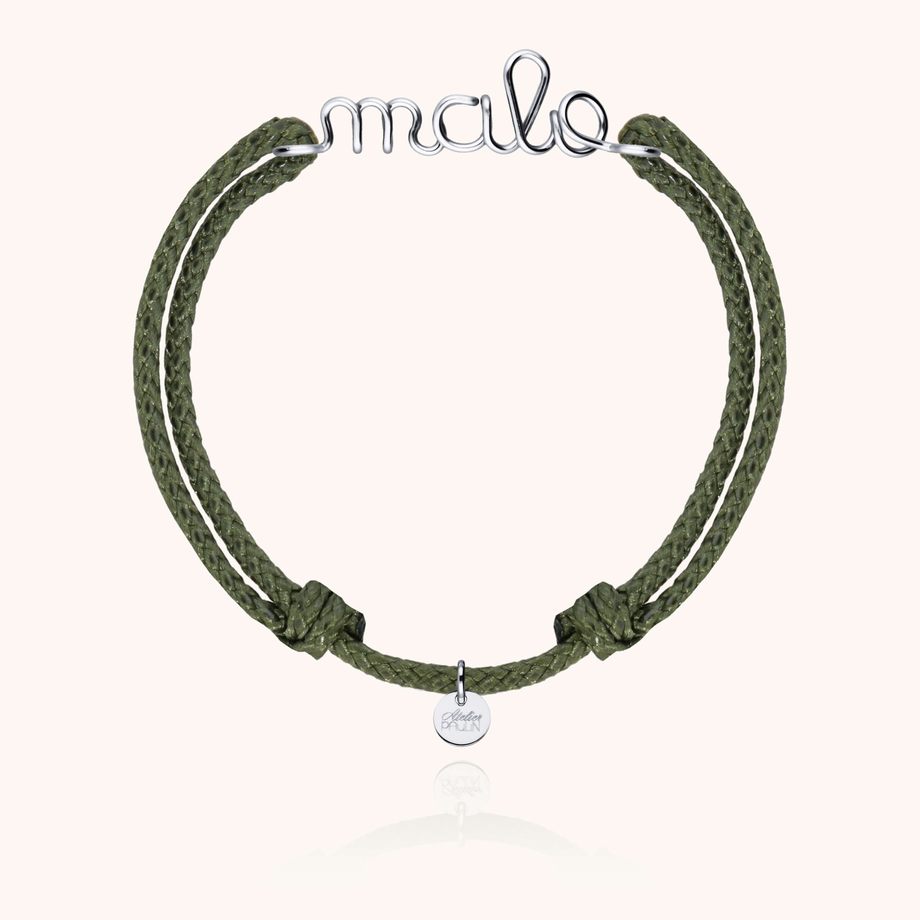 Bracelet Cordon Ciré Personnalisé Homme porté au poignet — argent sterling 925 livraison express sécurisée