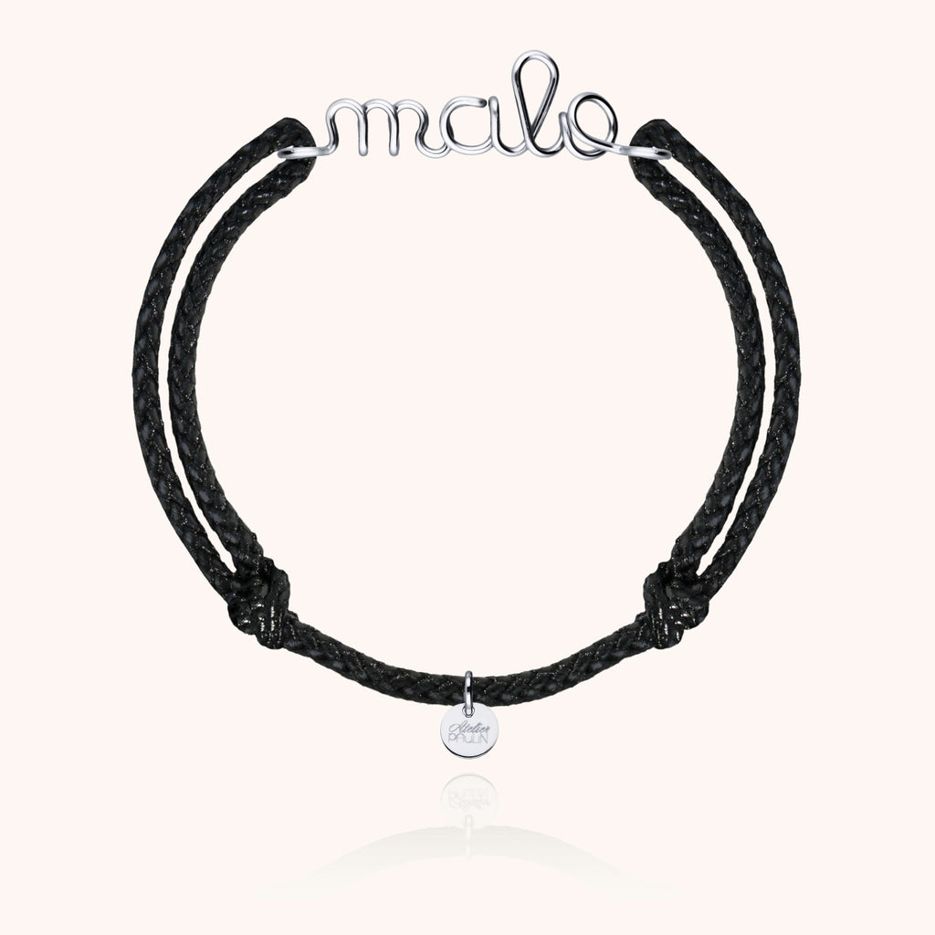 Bracelet Cordon Ciré Personnalisé Homme en argent sterling 925 — bijou durable garanti à vie