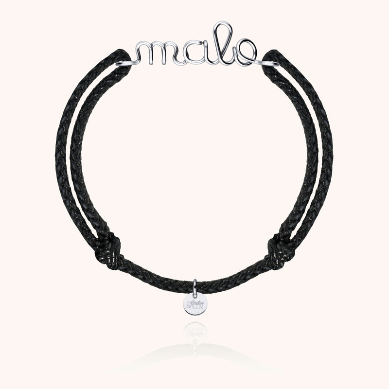 Bracelet Cordon Ciré Personnalisé Homme en argent sterling 925 — bijou durable garanti à vie