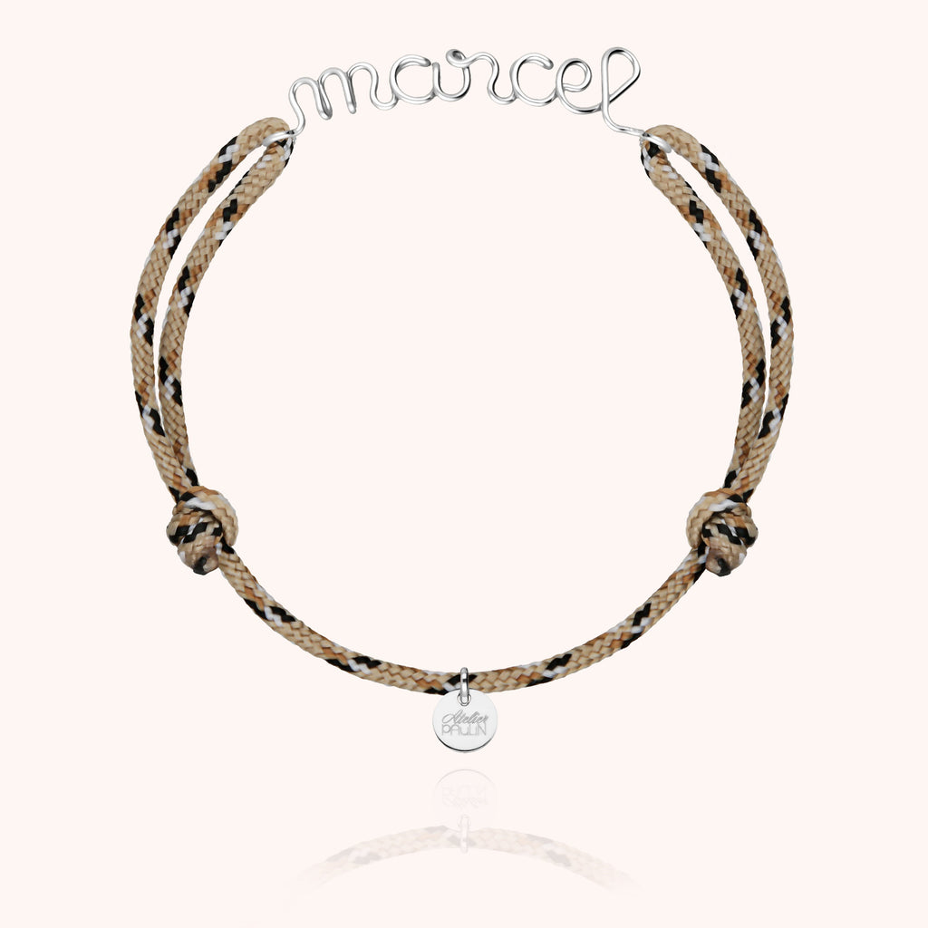 Bracelet Cordon Knot Personnalisé Homme porté au poignet — argent sterling 925 expédition rapide et sécurisée