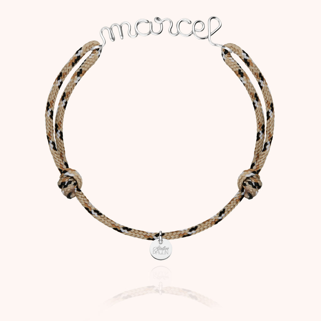 Bracelet Cordon Knot Personnalisé Homme porté au poignet — argent sterling 925 expédition rapide et sécurisée