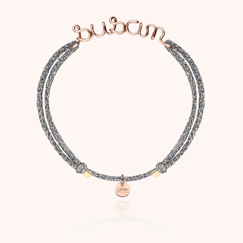 Bracelet Cordon Lurex Personnalisé en or rose laminé — bijou fait main Atelier Paulin