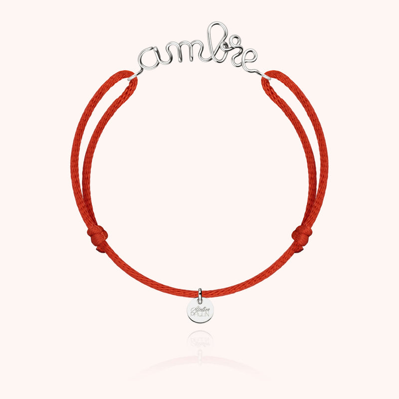 Bracelet Cordon Original Personnalisé porté au poignet — argent sterling 925 expédition rapide et sécurisée