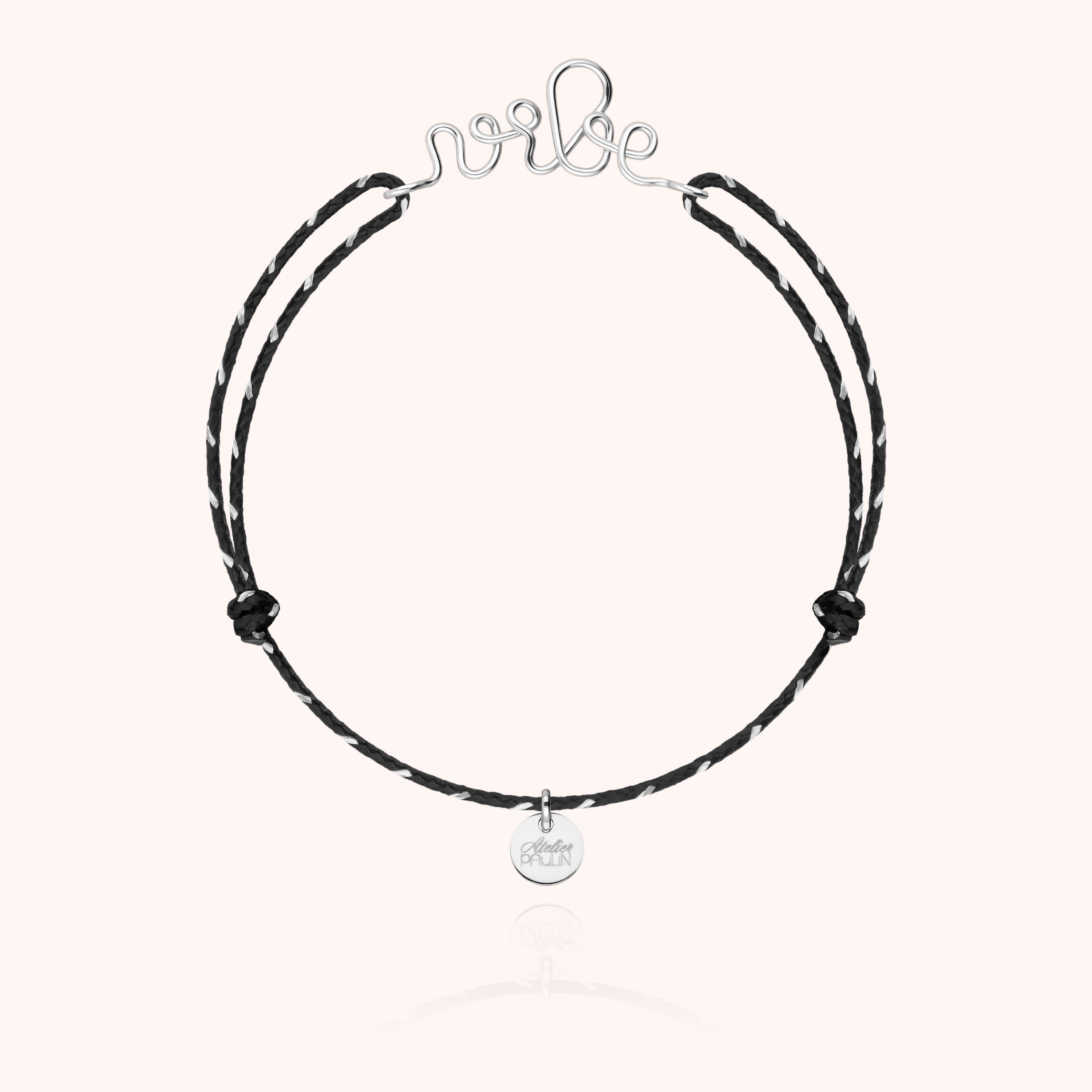 Bracelet Cordon Réfléchissant Personnalisé en argent sterling 925 — fabriqué à la main à Paris