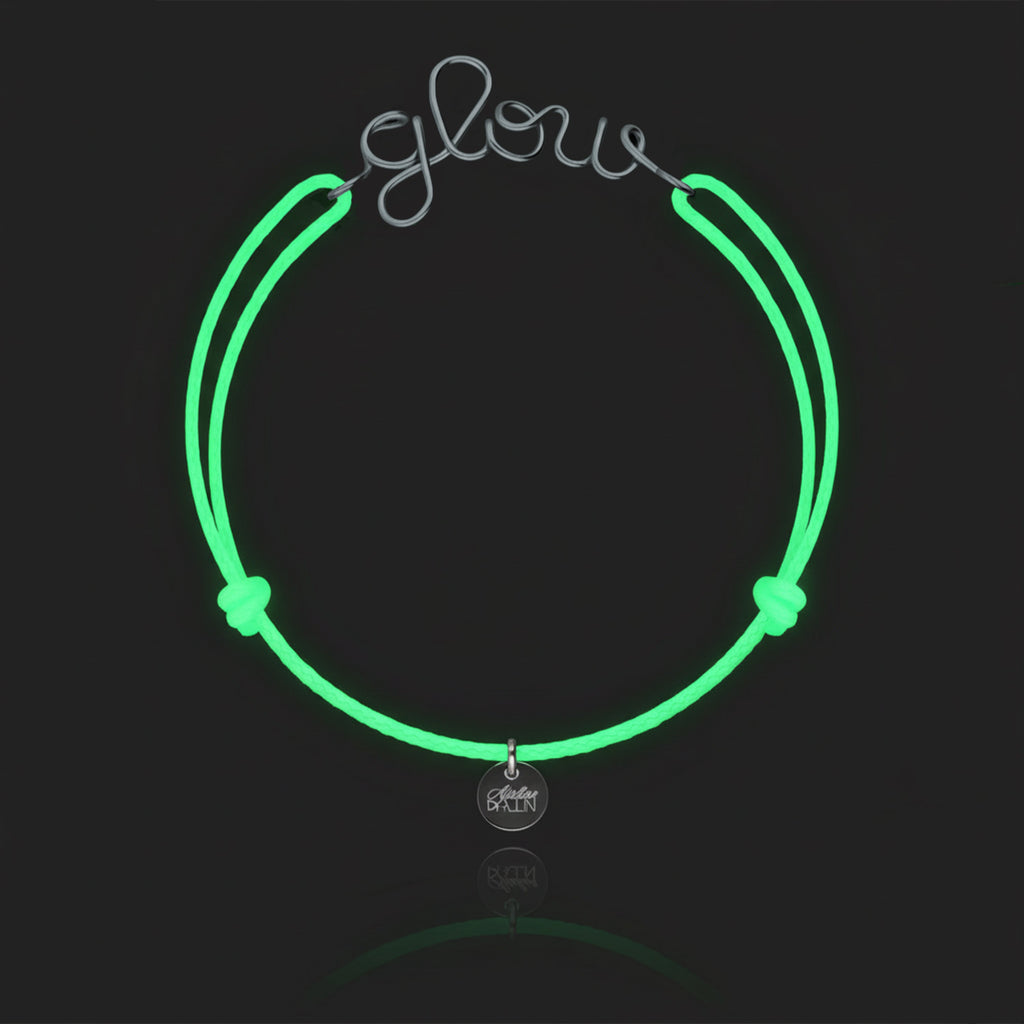 Bracelet Cordon Phosphorescent Personnalisé porté au poignet — argent sterling 925 livraison soigneuse garantie