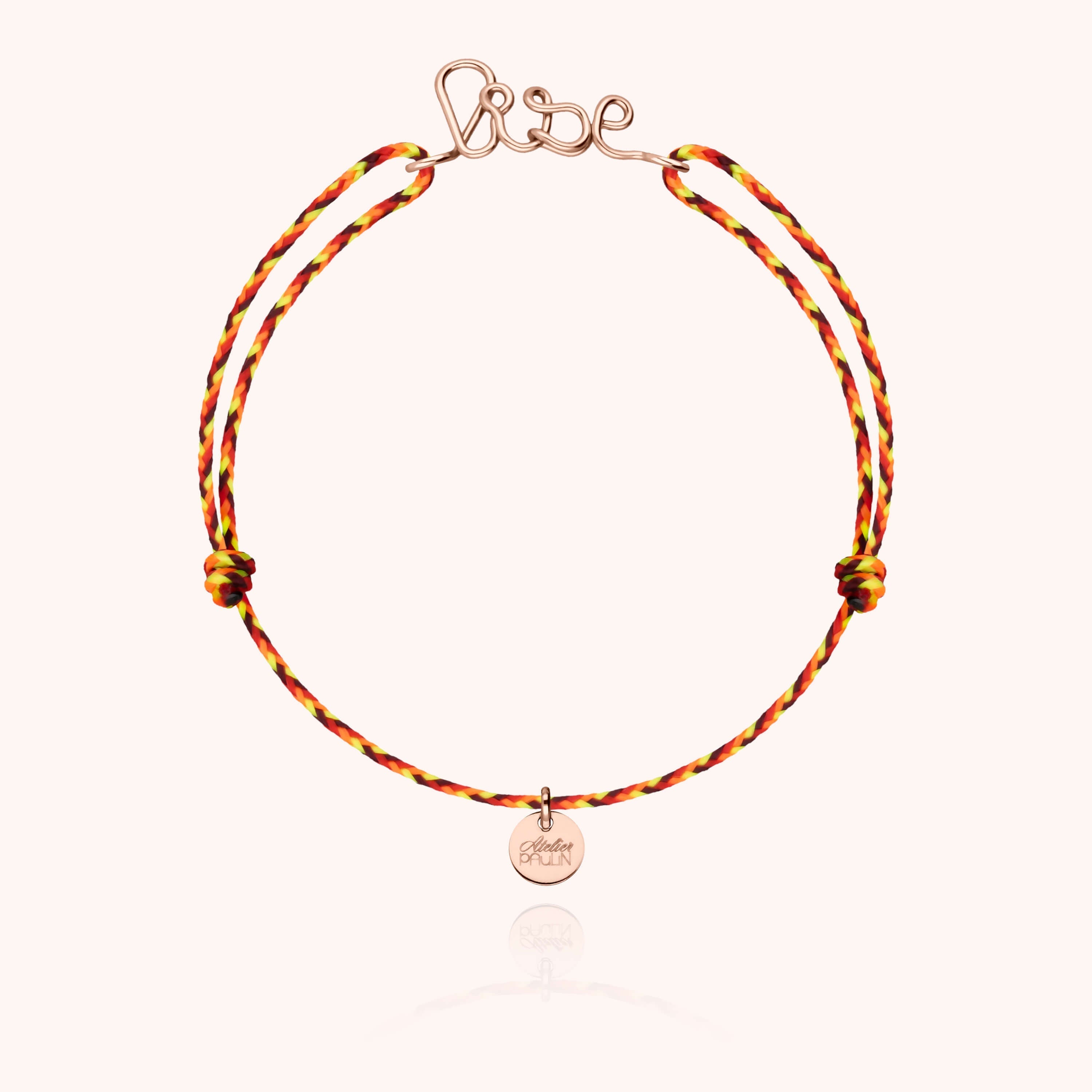 Bracelet Cordon Slim Knot Personnalisé en or rose laminé — façonné à la main à Paris