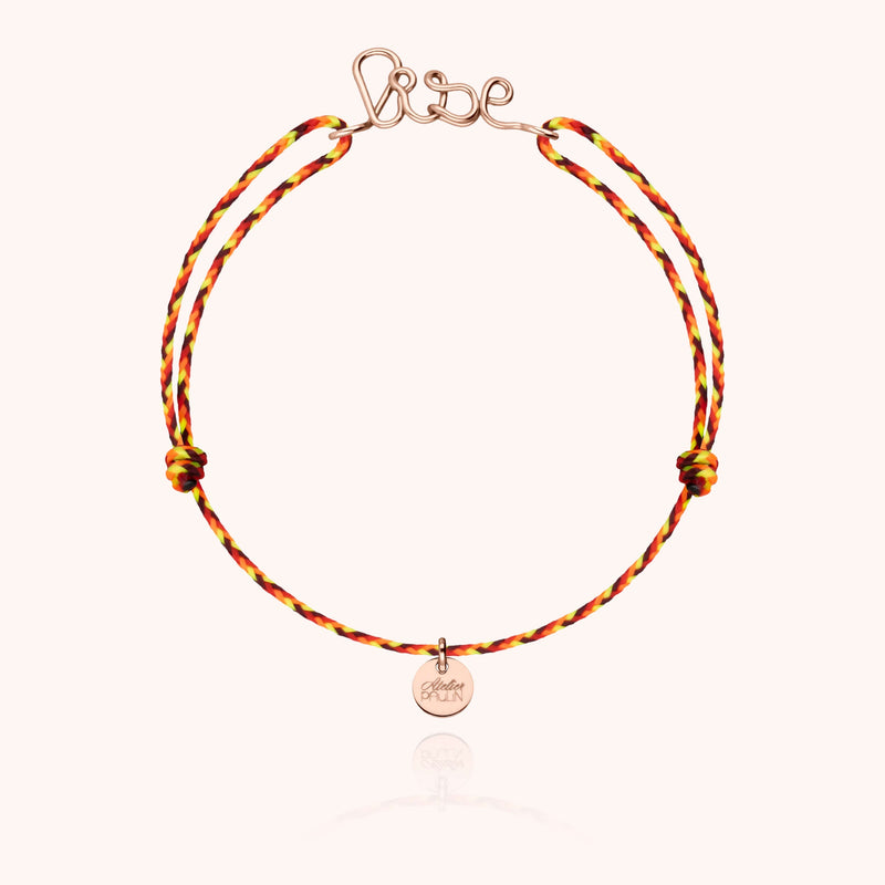 Bracelet Cordon Slim Knot Personnalisé en or rose laminé — façonné à la main à Paris