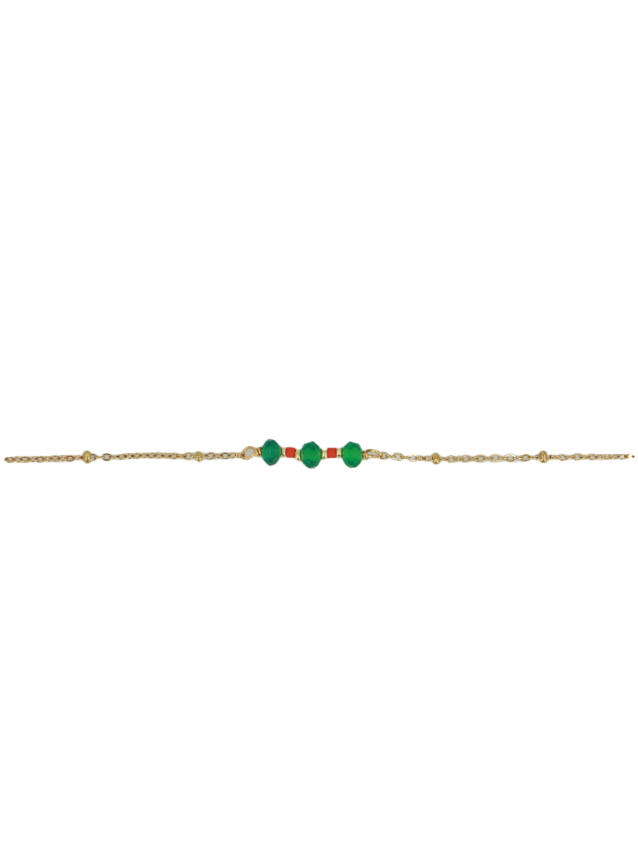 Bracelet Louise - Or & Agate Verte