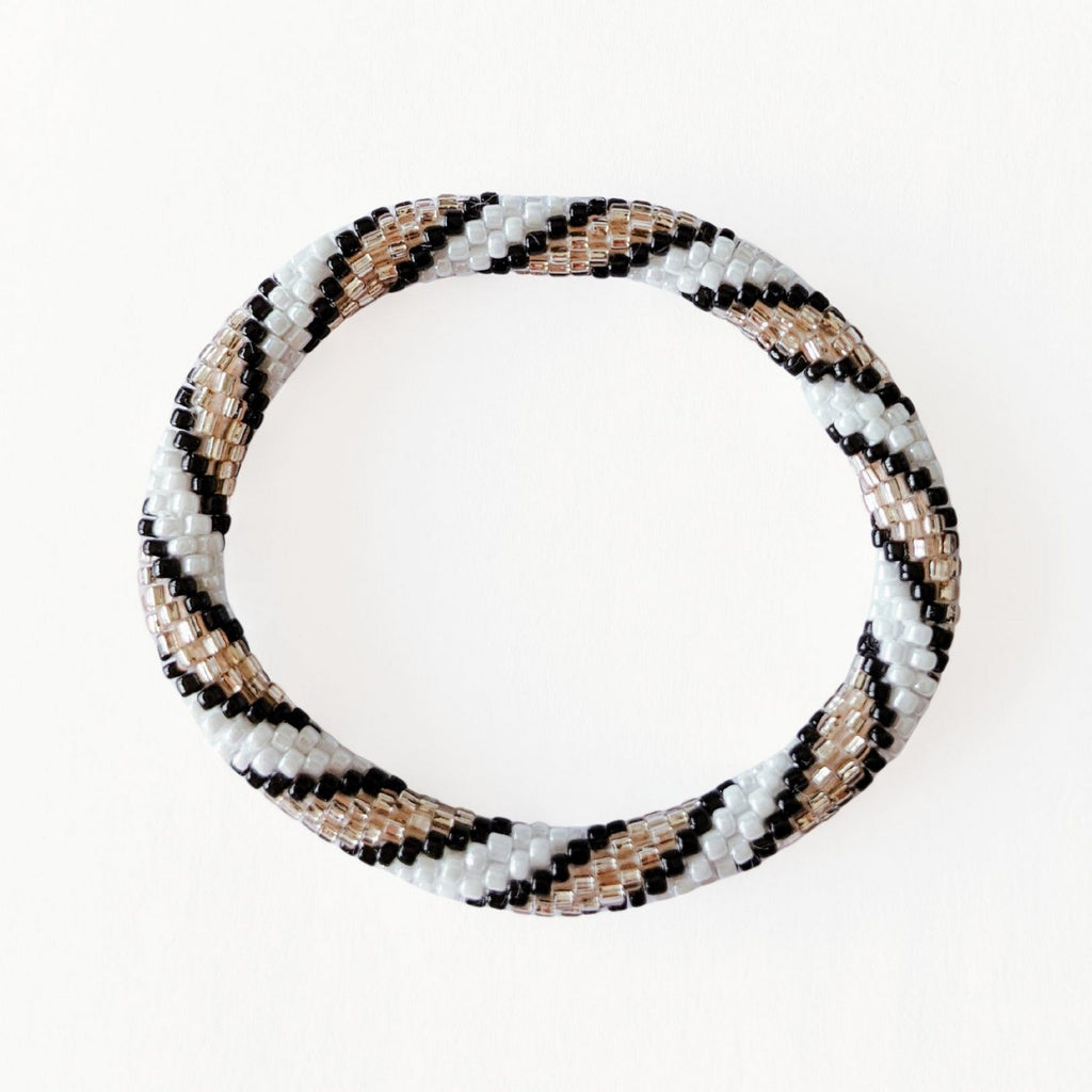 Nepalese Bracelet #8 - Black/White and Champagne