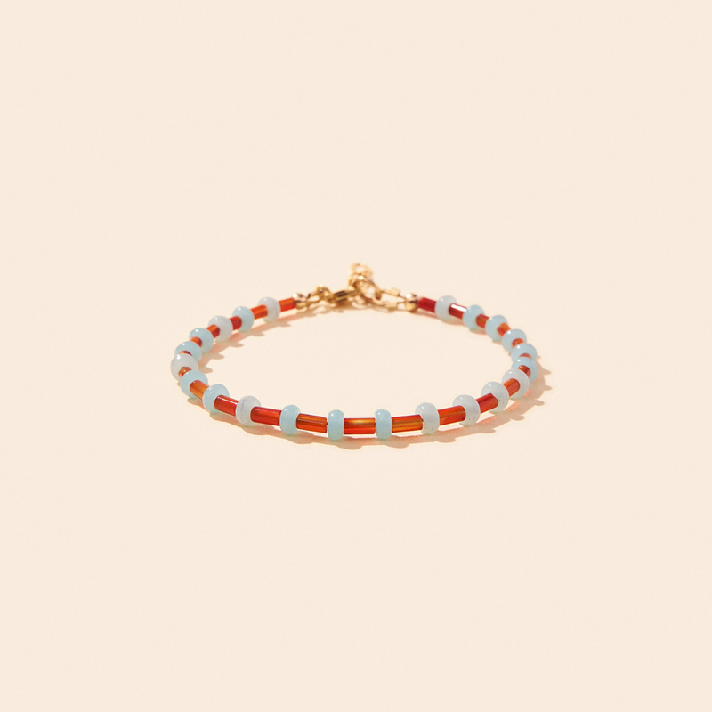 Le Bracelet Collioure Agate Orange Et Amazonite