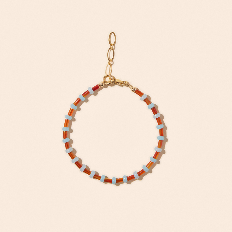 Le Bracelet Collioure Agate Orange Et Amazonite