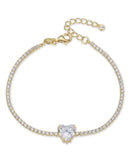Bracelet Tennis Cœur Blanc - Doré