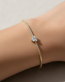 Bracelet Tennis Cœur Blanc - Doré