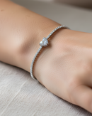 Bracelet Tennis Cœur Blanc - Blanc