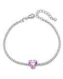 Bracelet Tennis Cœur Rose - Blanc